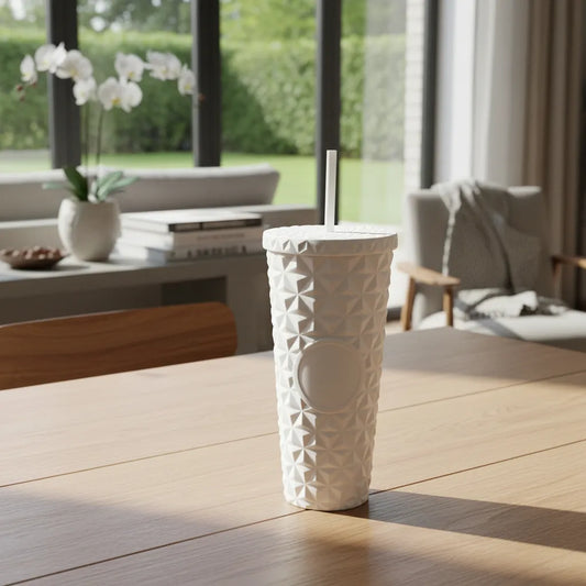 🥤✨ Vaso Tipo Termo con Diseño Geométrico y Pitillo – 710 ml