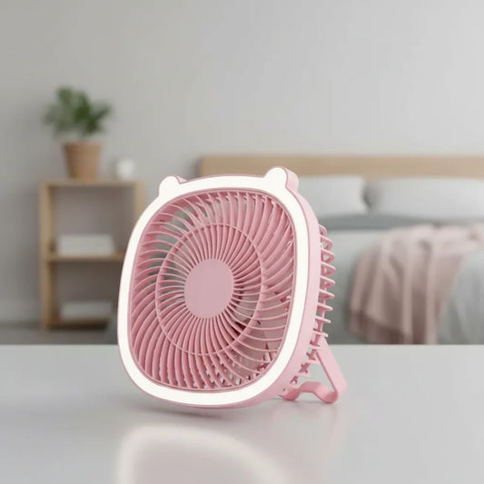 🌬️🐻 Ventilador Portátil de Escritorio con Luz LED – Silencioso y Súper Potente