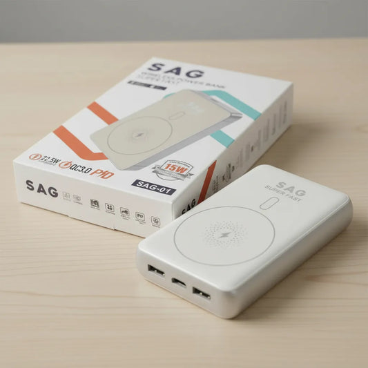 🔋⚡ Power Bank Inalámbrico SAG 10000 mAh – Carga Rápida Super Fast