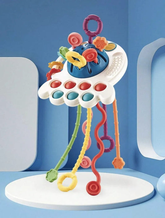 🌟 Juguete Sensorial Montessori 6 en 1 – Pop It, Tiradores, Texturas y Más